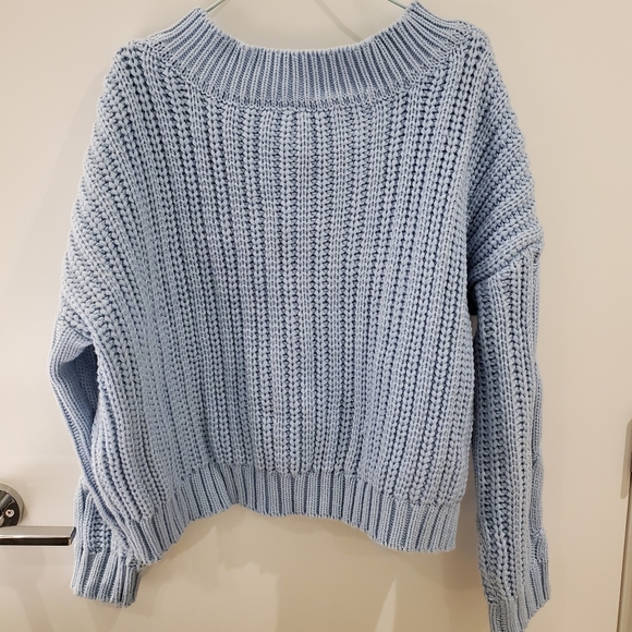 YesStyle Chunky Knit Blue Oversized Sweater - Picture 3 of 3